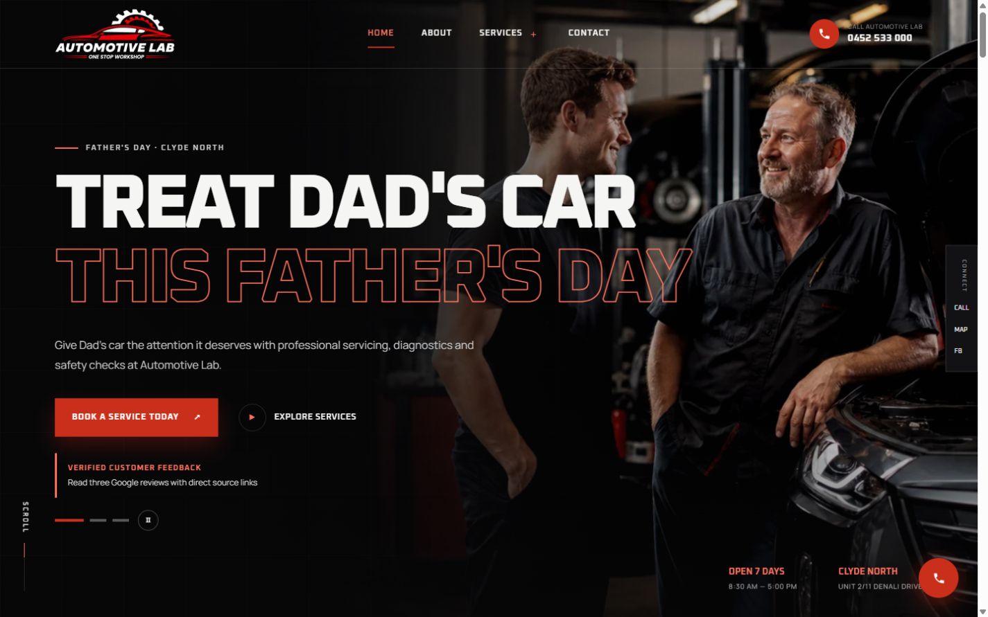 Automotive Lab website homepage
