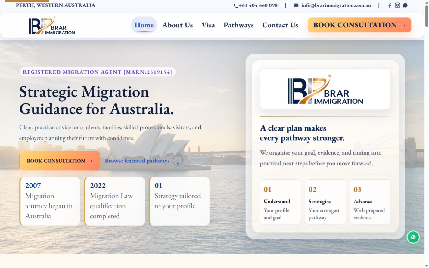 Brar Immigration website homepage