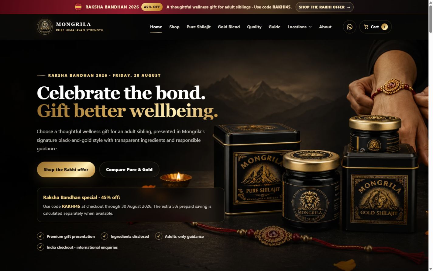 Mongrila website homepage
