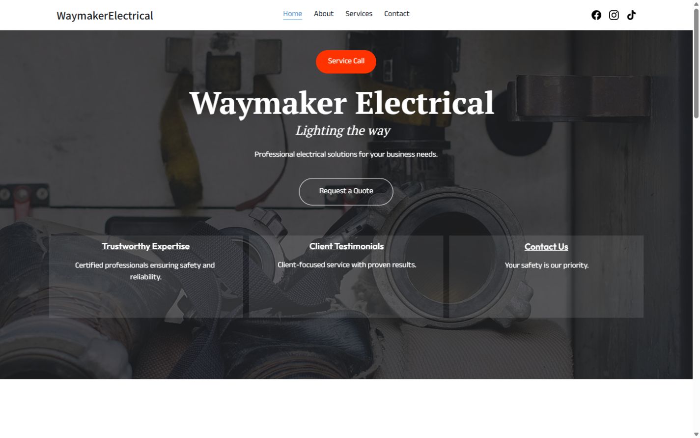 Waymaker Electrical website homepage